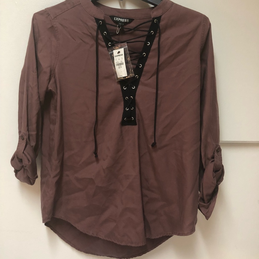 Express purple top with front lace